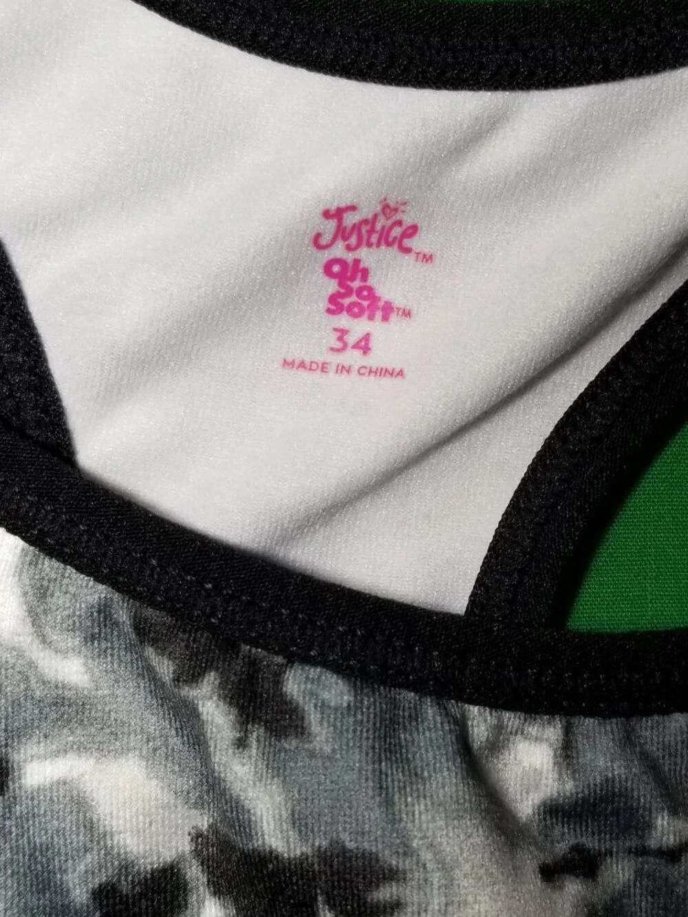 Justice Sports Bra Girls Size 34 Racerback Lot of 2 Pink & Gray Tie Dye Athletic